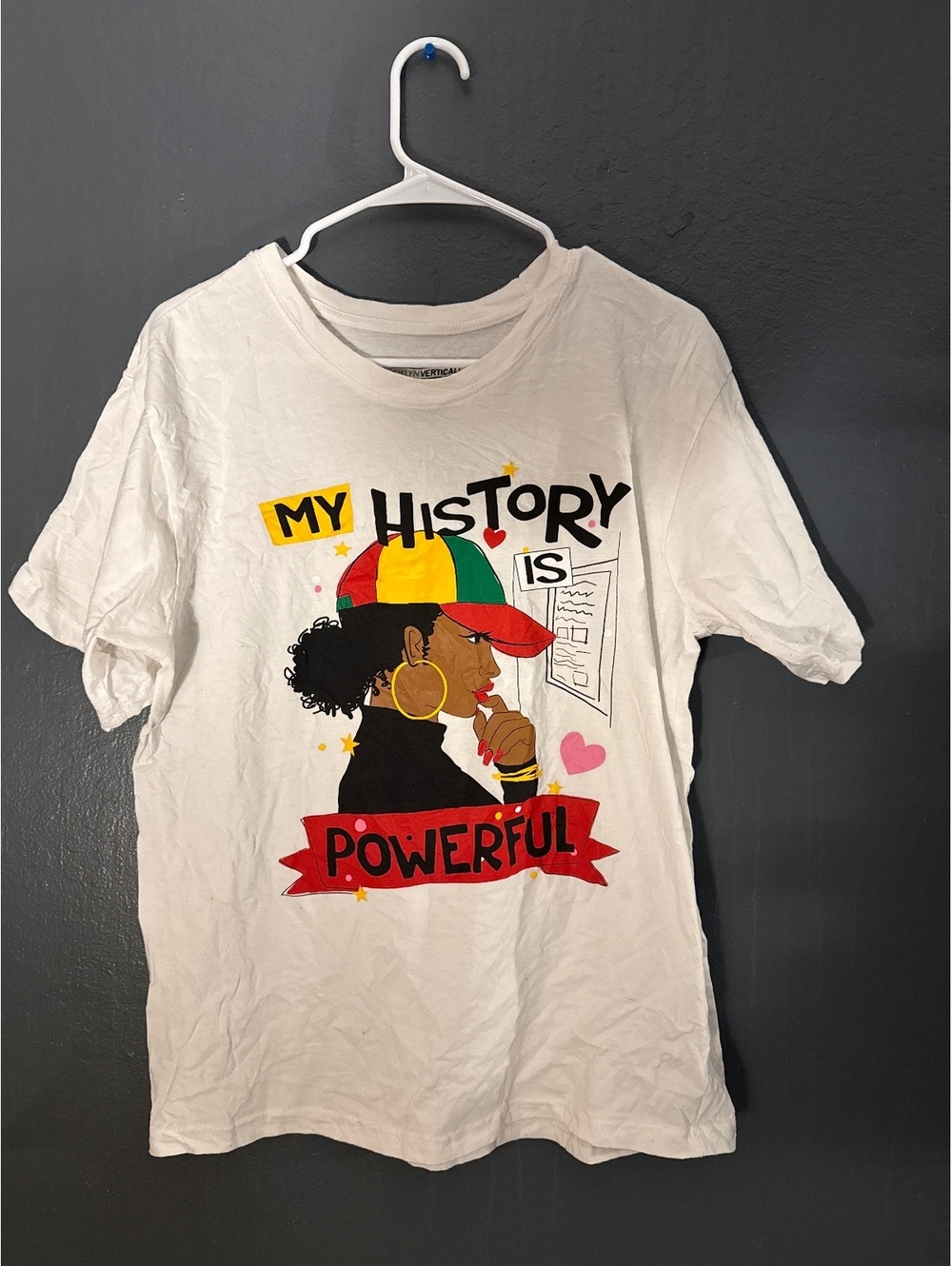 Brooklyn Vertical White Graphic T-Shirt Size L - My History Is Powerful